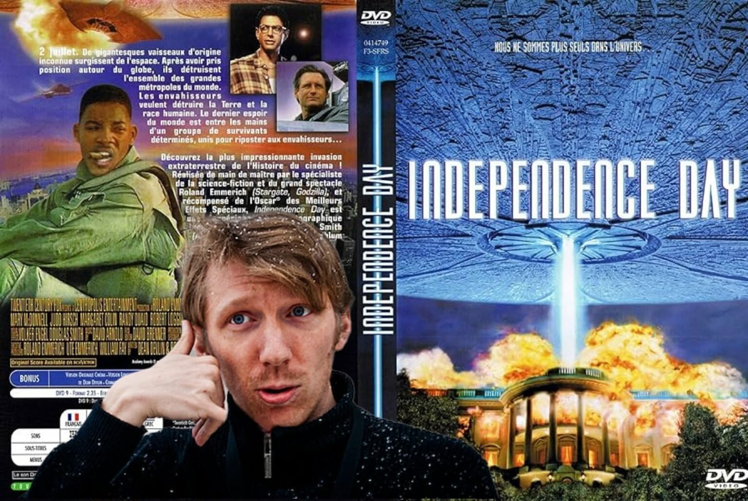 مشهد من فيلم Independence Day مع مقارنة بالواقع السياسي الأمريكي المعاصر