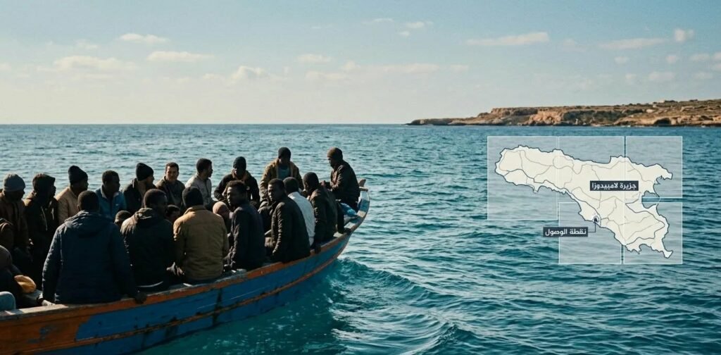 شواطئ لامبيدوزا في مواجهة أفق البحر الغامض