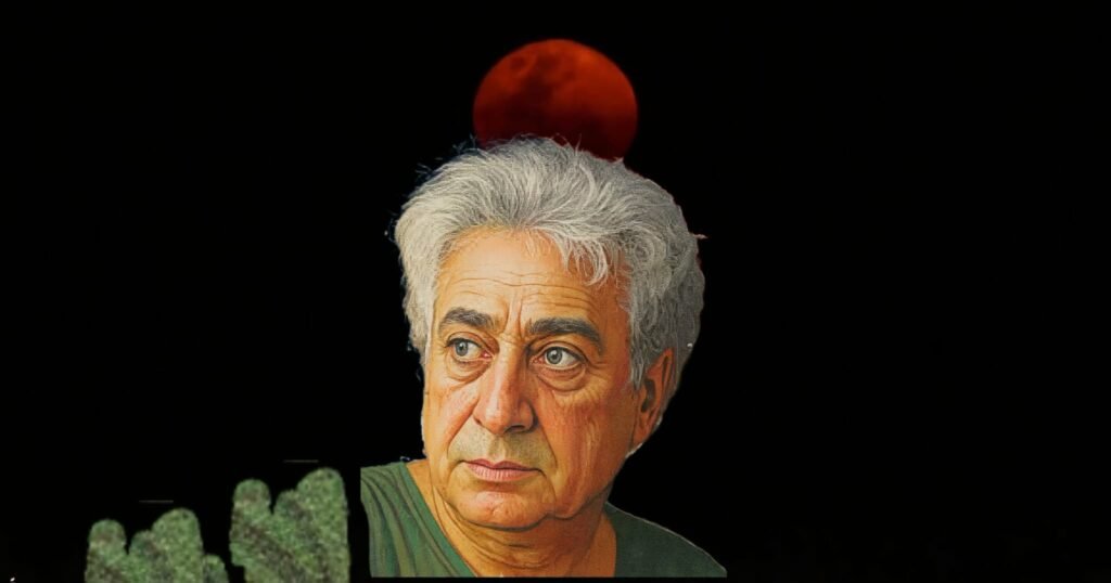 بورتريه كولاج فني للكاتب سليم بركات يدمج بين ملامحه ورموز تعبر عن المتاهات اللغوية واليقظة الفكرية