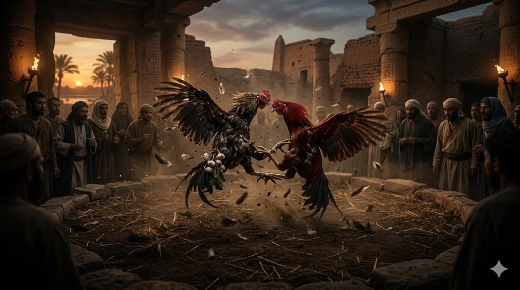 صراع الديكة وهدنة هيروسترات! Dramatic cockfight in ancient Memphis representing the story of Herostratus