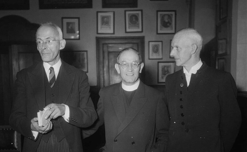 Portrait of German theologian Martin Niemöller, whose famous confession “First They Came” became a global symbol against silence in the face of injustice.