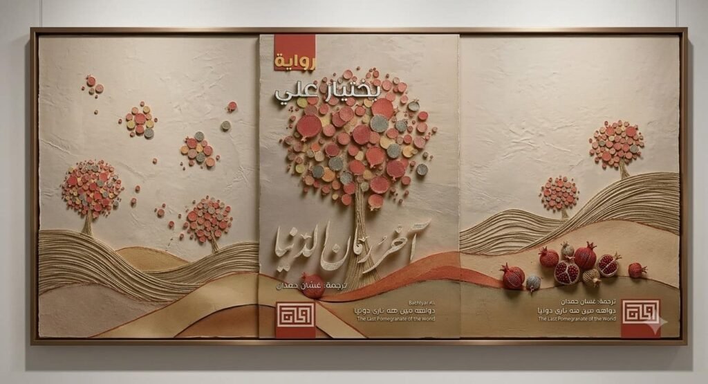 Arabic edition book cover of The Last Pomegranate of the World by Kurdish author Bachtyar Ali